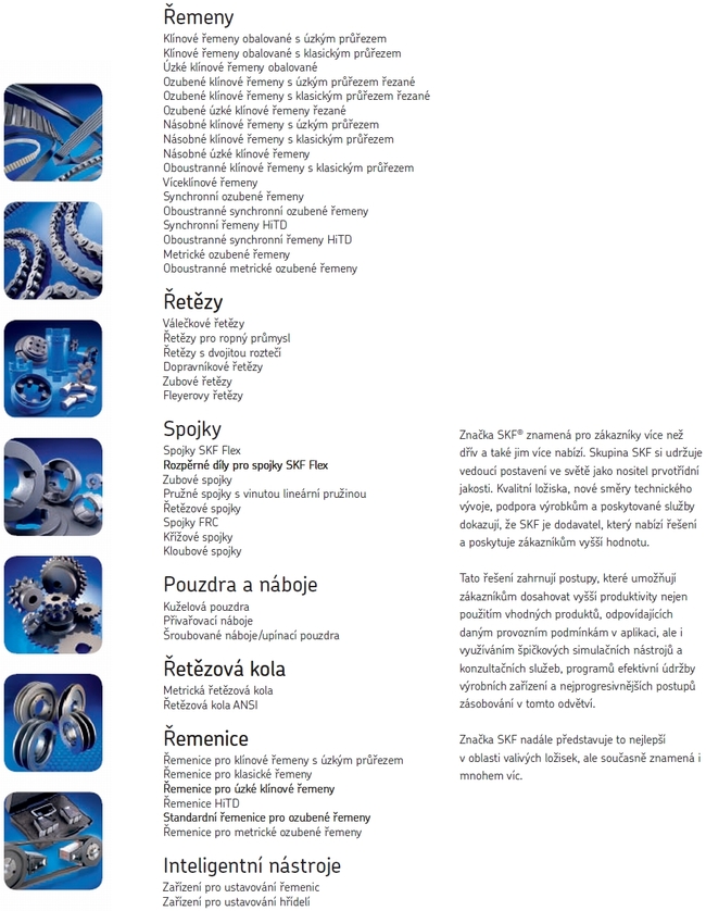 Výrobky SKF pro pøenos výkonu